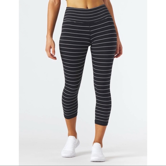 Glyder Pants - Glyder Vital 7/8 Tight Small Crop Pinstripe Black